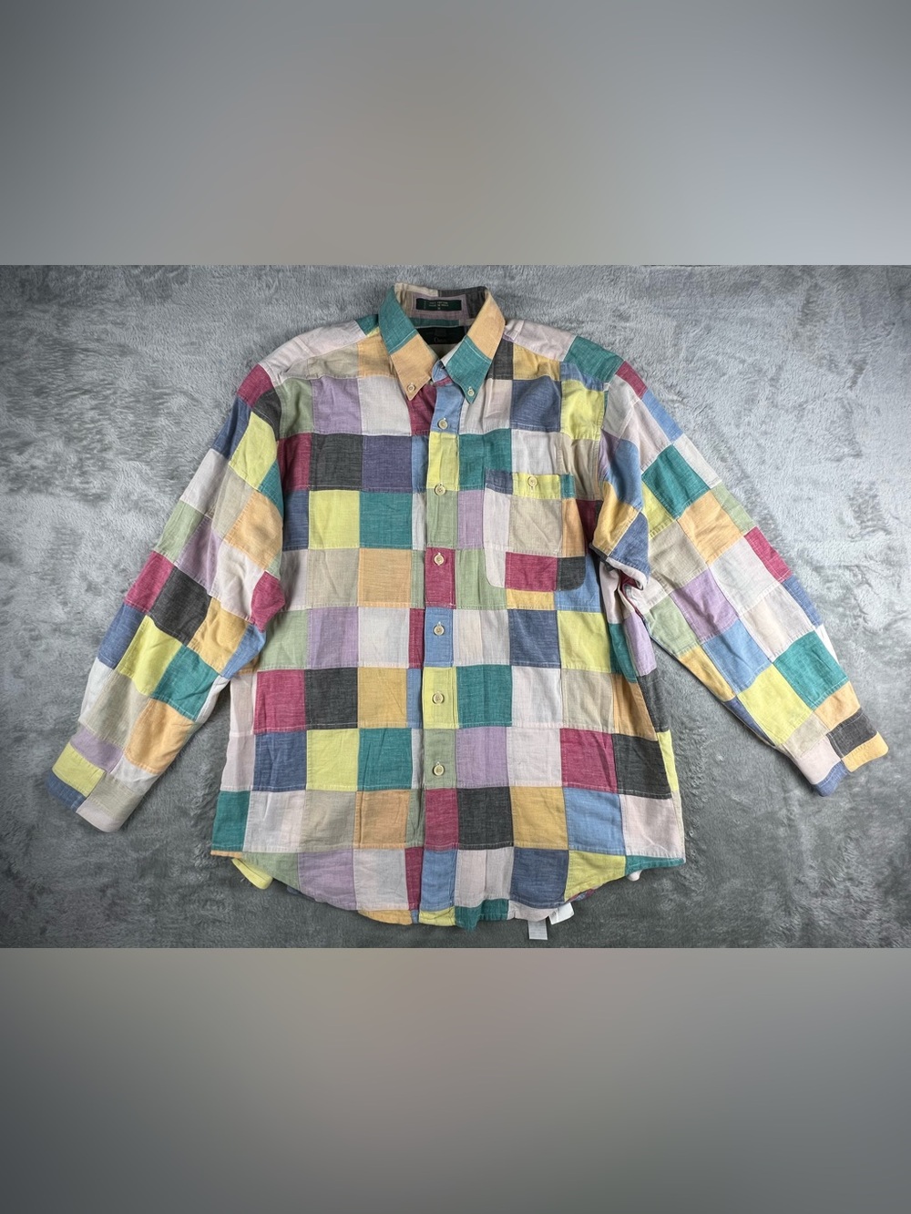 Vintage Orvis Mens Pastel Color Pallet Long Sleeve Button Down Shirt Size Medium